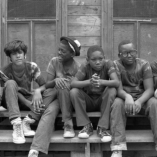 Boys on Cabin Steps